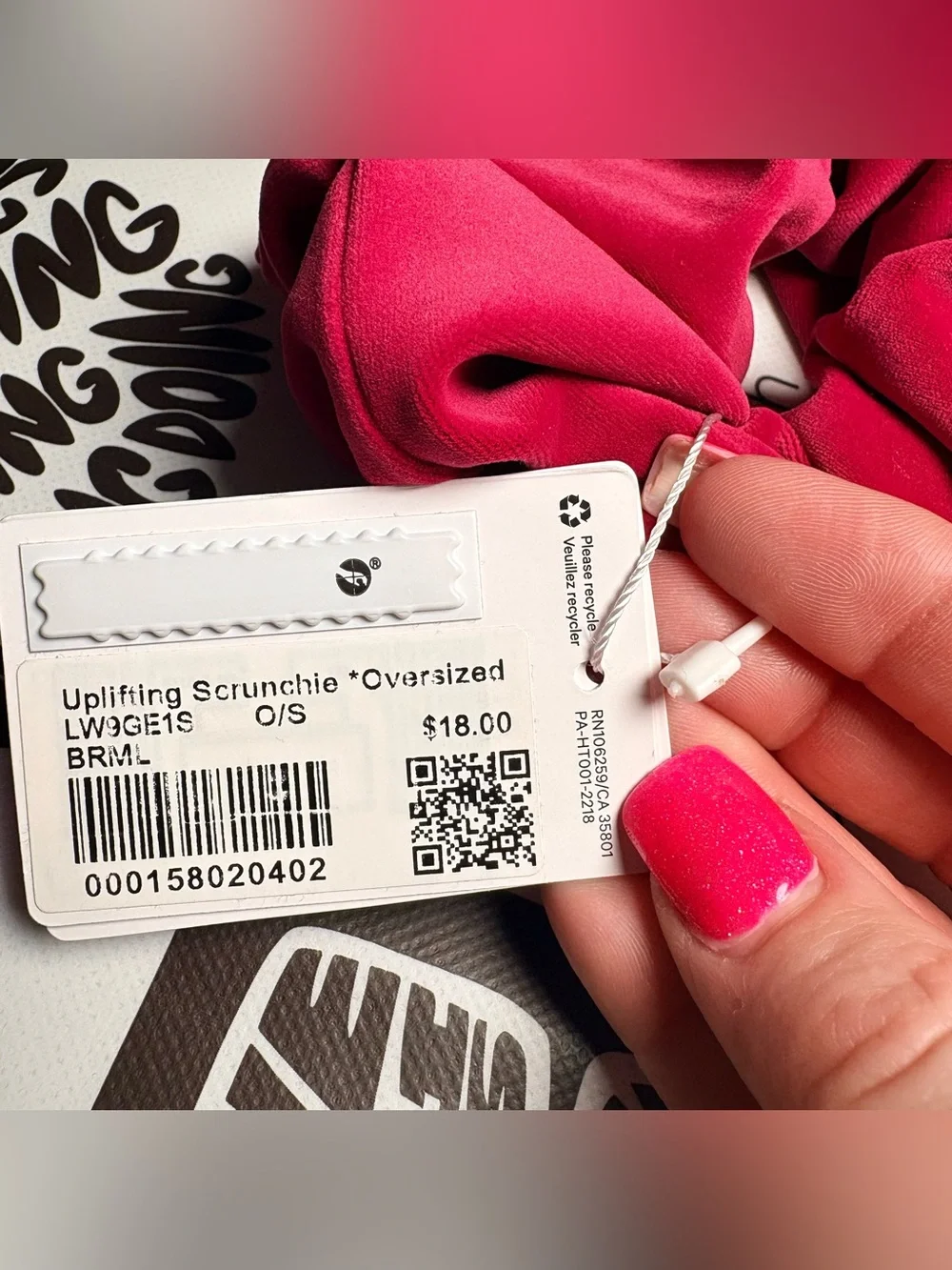 Lululemon Uplifting Scrunchie Oversized. Berry Rumble NWT